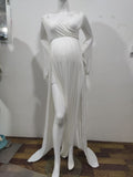 Plataz Women's Silk Cotton Pregnant Women Cross V-Neck Collar Tail Dress Photo Dress 1918 Maternity