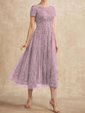 Plataz Scoop Tea-Length Tulle Lace Mother of the Bride HZ1007