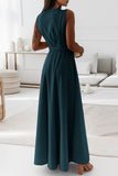 Plataz Elegant Solid With Belt V Neck Evening Dress HZ1007