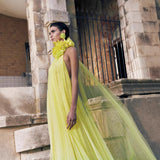 Plataz neck large open-back dress tulle robe maternity dress prom dress bride morning robe private HZ1007