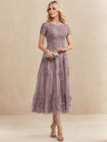 Plataz Scoop Tea-Length Tulle Lace Mother of the Bride HZ1007