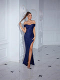 Plataz Mermaid Spaghetti Straps Black Slit Prom Dresses Long Party Dress SD2244 HZ0628