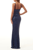 Plataz Formal Solid Sequins V Neck Evening Dress HZ1007