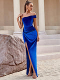 Plataz Blue Off Shoulder Split Evening Dress ¨C Sexy Tight HZ1007