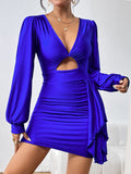 Plataz Cutout Long Sleeve Ruched Dress DJPT