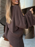 Plataz Knit Long Sleeve Top and Skirt Sweater Set DJPT