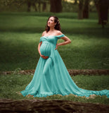 Plataz Women's Lace With Spinning Pregnant Women Floating Tail Fluttering Sleeves Photography Dress 1110 Maternity