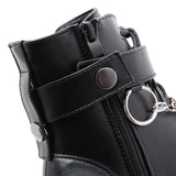 Plataz New Large-Size Chain Thick-Soled Waterproof Table Women's Shoes Thick High Heel Short Boots High Quality Shoes