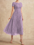 Plataz Scoop Tea-Length Tulle Lace Mother of the Bride HZ1007