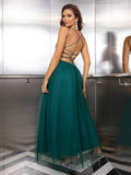 Plataz Sexy Sequin Gauze Stitching Evening Dress Contrast Color Sequined Mesh Camouflage HZ1007