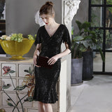 Plataz Sequin Cocktail Evening Dress Women Short Party Gathering Fairy HZ1007