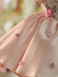 Plataz Embroidery Sequins Tulle Knee-length Pink Baby Girl HZ1007