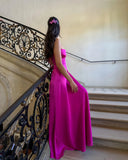Plataz A line Spaghetti Straps Pink Satin Long Party Dresses Prom Dresses SD2705 HZ0628
