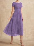 Plataz Scoop Tea-Length Tulle Lace Mother of the Bride HZ1007