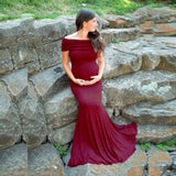Plataz Women's Cotton Pregnant Women Anti-Necked Short-Sleeved Tail Dress Photo Dress 1147 Maternity