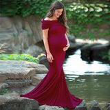 Plataz Women's Cotton Pregnant Women Anti-Necked Short-Sleeved Tail Dress Photo Dress 1147 Maternity
