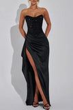 Plataz Prom Sequins Slit Ruched Off Shoulder Evening HZ1007