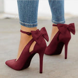 Plataz Sweet Bow Tip Light Mouth Single Shoes Fine High Heels Wish Shoes 40-43 Large Size Shoes High Quality Shoes