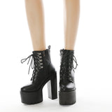 Plataz Autumn And Winter New Products In Front Of The High-Heet Thick-Bottom Waterproof Martin Boots Side Zipper Coarse And Short Boots High Quality Shoes