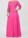 Plataz Round Neck 3/4 Length Sleeves Floor-Length Mother of the Bride Dresses with Applique & HZ1007