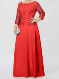 Plataz Round Neck 3/4 Length Sleeves Floor-Length Mother of the Bride Dresses with Applique & HZ1007