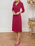 Plataz V-Neck Knee-Length Mother of the Bride HZ1007
