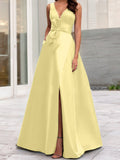Plataz V-Neck Sleeveless Mother Of The Bride Dresses With Split HZ1007
