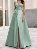 Plataz V-Neck Sleeveless Mother Of The Bride Dresses With Split HZ1007