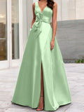 Plataz V-Neck Sleeveless Mother Of The Bride Dresses With Split HZ1007