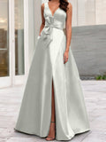 Plataz V-Neck Sleeveless Mother Of The Bride Dresses With Split HZ1007