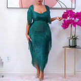 Plataz Dress Sequined Tassels Slim Fit Sexy Bridesmaid Dress HZ1007