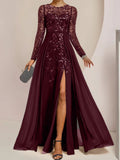 Plataz Scoop Floor-Length Mother of the Bride Dresses with Split Side Ruffles HZ1007