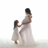Plataz Women's Cotton Splicing Mesh Yarn Strap Pregnant Woman Drag Dress Photo Mop Floor Dress 1151 Maternity