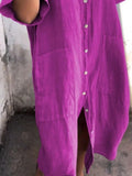 Plataz Size Casual Linen Button-Down Shirt Dress Plus Size DJPT