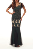 Plataz Formal Beading Zipper V Neck Evening Dress HZ1007
