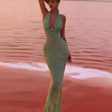 Plataz Halter Deep V Sequin Prom HZ1007