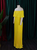 Plataz Pleated Solid Color Off-The-Shoulder Evening HZ1007