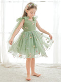 Plataz Sleeveless Floral Embroidered Tulle Toddler Flower Girl HZ1007
