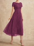 Plataz Scoop Tea-Length Tulle Lace Mother of the Bride HZ1007