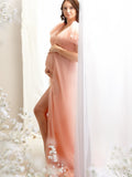Plataz Pink Boho Elegant Ruffle Photoshoot Maternity Dress Maternity