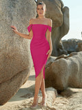 Plataz Dress Evening Dress off-Shoulder Elegant Dress Hip Stretch off-Shoulder Party HZ1007