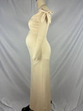 Plataz Off Shoulder Ruched Bow Elegant Maternity Baby Shower Maxi Dress Maternity