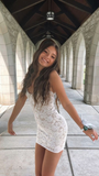 Plataz Lace Bodycon Dress,Short Homecoming Dress HZ1007
