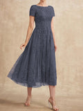 Plataz Scoop Tea-Length Tulle Lace Mother of the Bride HZ1007
