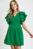 Plataz Double Ruffle Sleeve Fit and Flare Dress DJPT