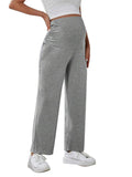 Plataz Solid Color Pockets Over The Belly Comfy Loose Wide Leg Cozy Casual Daily Trousers Maternity Yoga Workout Pants Maternity