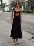 Plataz Hollow Out Sexy Dress For Women 2024 New Backless Slim Sleeveless Sundress Femme Party Sexy Bandage Evening Dress HZ1007