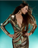 Plataz V Sequin Long Sleeve Bodycon Prom HZ1007