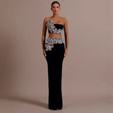 Plataz Dress Set with Rhinestone Details Prom HZ1007