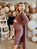 Plataz Ruched Cowl Neck Two Piece Spaghetti Strap Long Dress And Duster Coat Long Sleeve Babyshower Maternity Maxi Dress Maternity